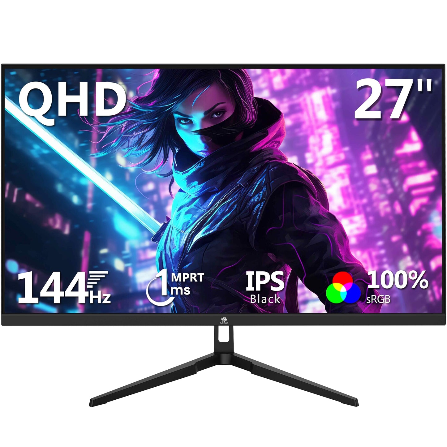 Z-Edge Ecran PC Gamer Incurvé 27'' 2K QHD(2560x1440), 165 Hz, 1ms, FreeSync, Moniteur Gaming 1440P, 1500R VA, Inclinaison Réglable, 2×DP1.4 & 2×HDMI2.0, RGB, VESA 100 * 100mm (DP Câble Inclus)