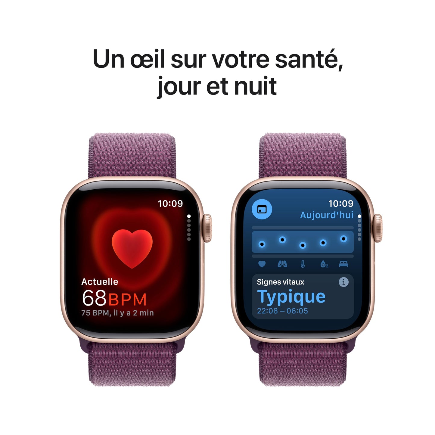 Apple Watch Series 10 (42 mm GPS + Cellular) Montre connectée avec Boîtier en Aluminium Noir de Jais et Bouchle Sport Encre Violette. Suivi de l’activité Physique, app ECG, Neutre en Carbone