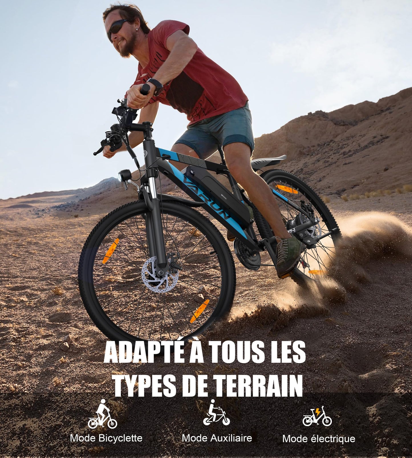 VARUN Velo Electrique, 24"/26"/27.5" VTT Électrique avec 48V/36V Batterie, Jusqu'à 55-100KM, 250W Moteur, Vélo Électrique Homme Femme avec 21/1 Vitesses, Écran LCD, Ville E-Bike avec Pédalage Assisté