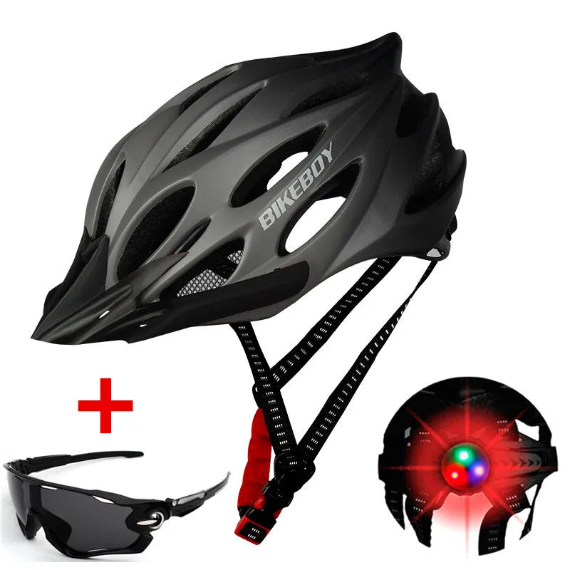 BIKEBOY Cycling Bicycle Helmet Ultralight Intergrally-molded Mountain Road Helmet Breathable Bike Safety Helmets with Taillight