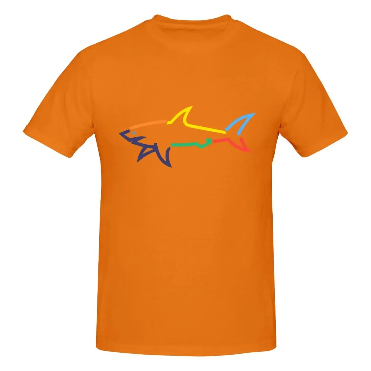 2024 New Color Shark Paul T-shirt Men's and Women's Basic Cotton T-shirt, Summer Round Neck Casual Men's T-shirt