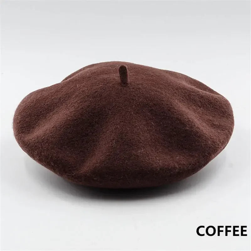 Vintage French Beret Cap for Women Autumn Winter Outdoor Berets Street Style Plain Cap Wool Warm Femme Girl's Beanie Hat Caps