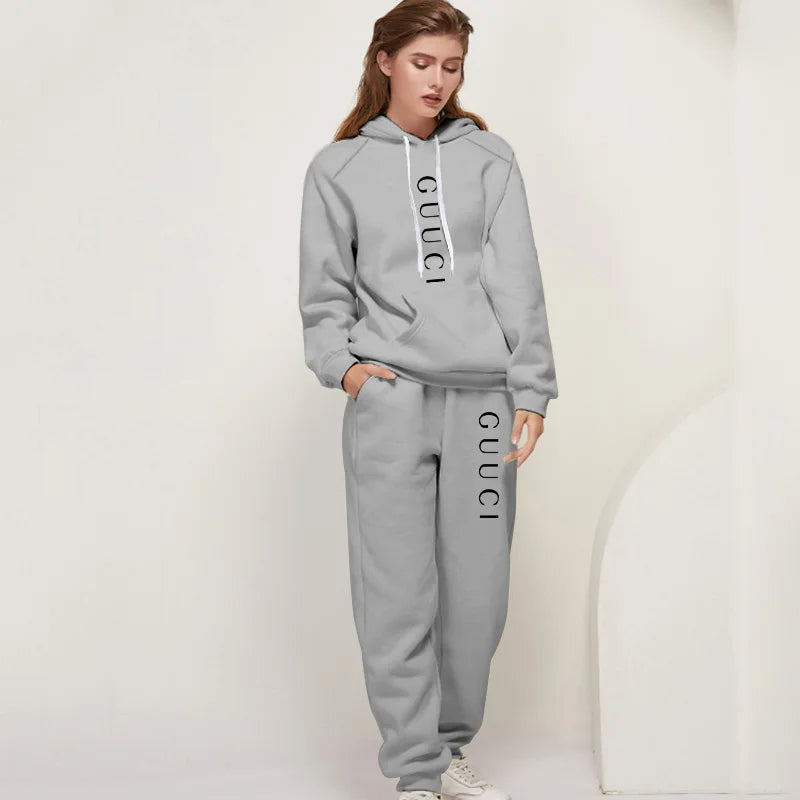 Autumn Winter Two Piece Set for Women Drawstring Women's Tracksuit Hooded Suit Quality Comfortable Casual Pullover Fashion Daily