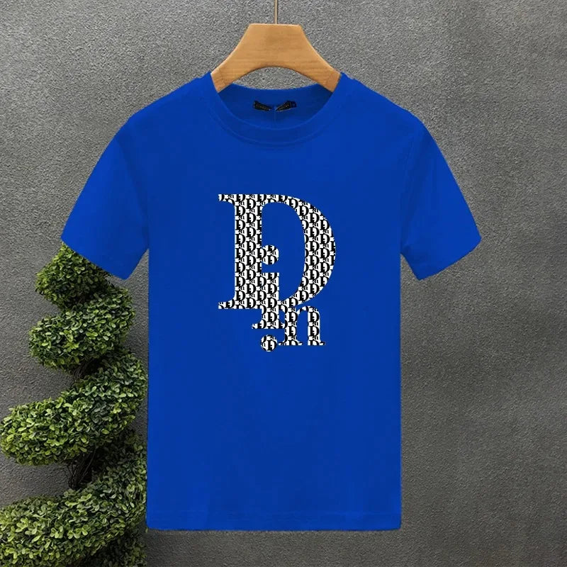 Design Letter High Quality Luxury Brand Printing Clothing T-Shirt Harajuku 100% Cotton for Men's O-Neck Short Sleeve Top Tees