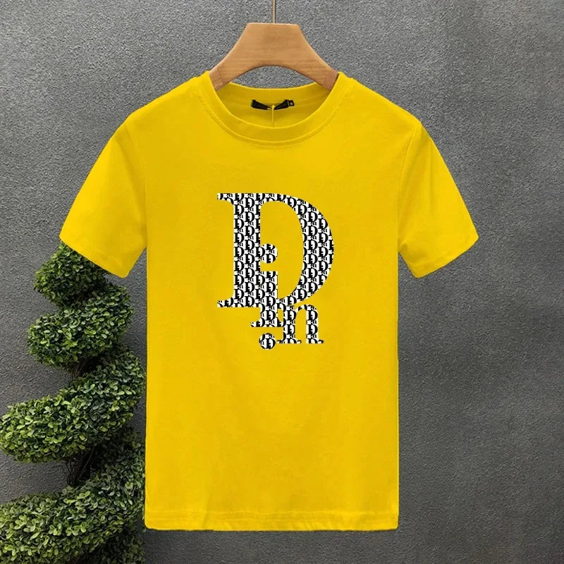 Design Letter High Quality Luxury Brand Printing Clothing T-Shirt Harajuku 100% Cotton for Men's O-Neck Short Sleeve Top Tees