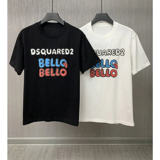 100% COTTON T SHIRT MEN DSQ2 BRAND CREWNECK LETTER GRAPHIC PRINTED TSHIRTS SHORT SLEEVE OVERSIZED LOOSE TEES UNISEX CLOTHES TOPS