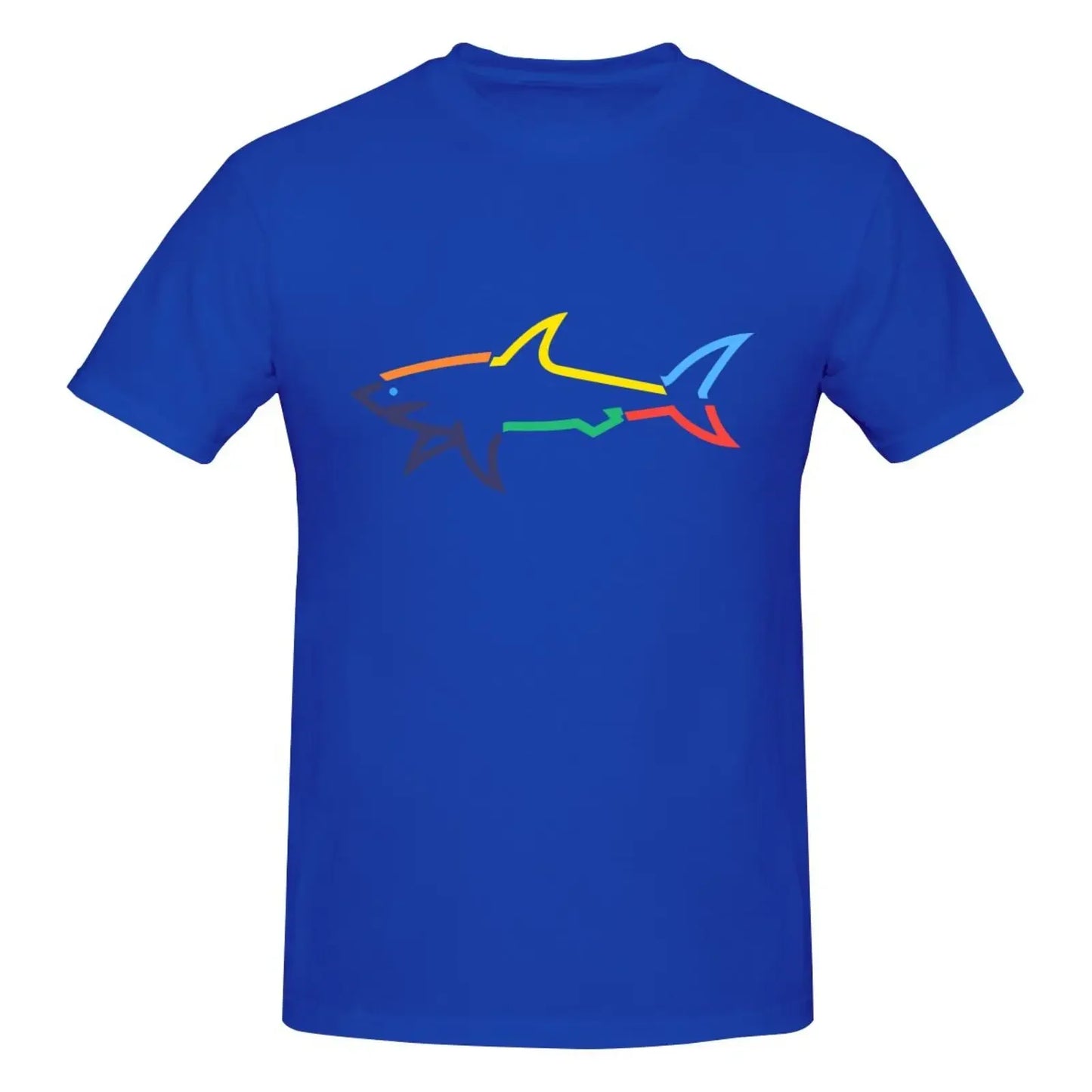 2024 New Color Shark Paul T-shirt Men's and Women's Basic Cotton T-shirt, Summer Round Neck Casual Men's T-shirt