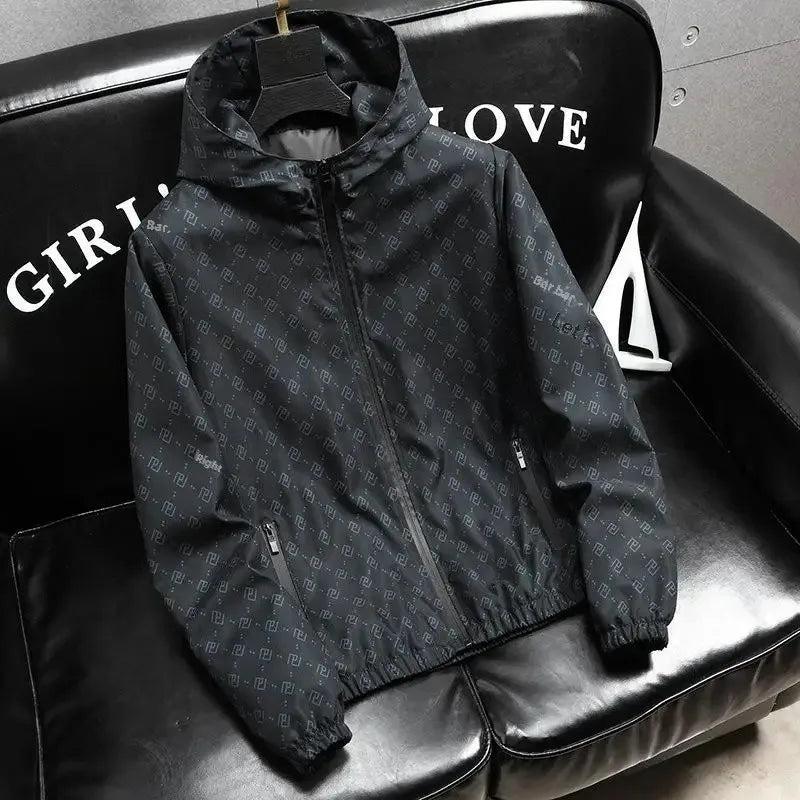 Trendy Loose-Fit Men's Jacket New Spring Autumn Style Versatile Simple Hooded Casual Jacket Fashionable Cross-Border Brand