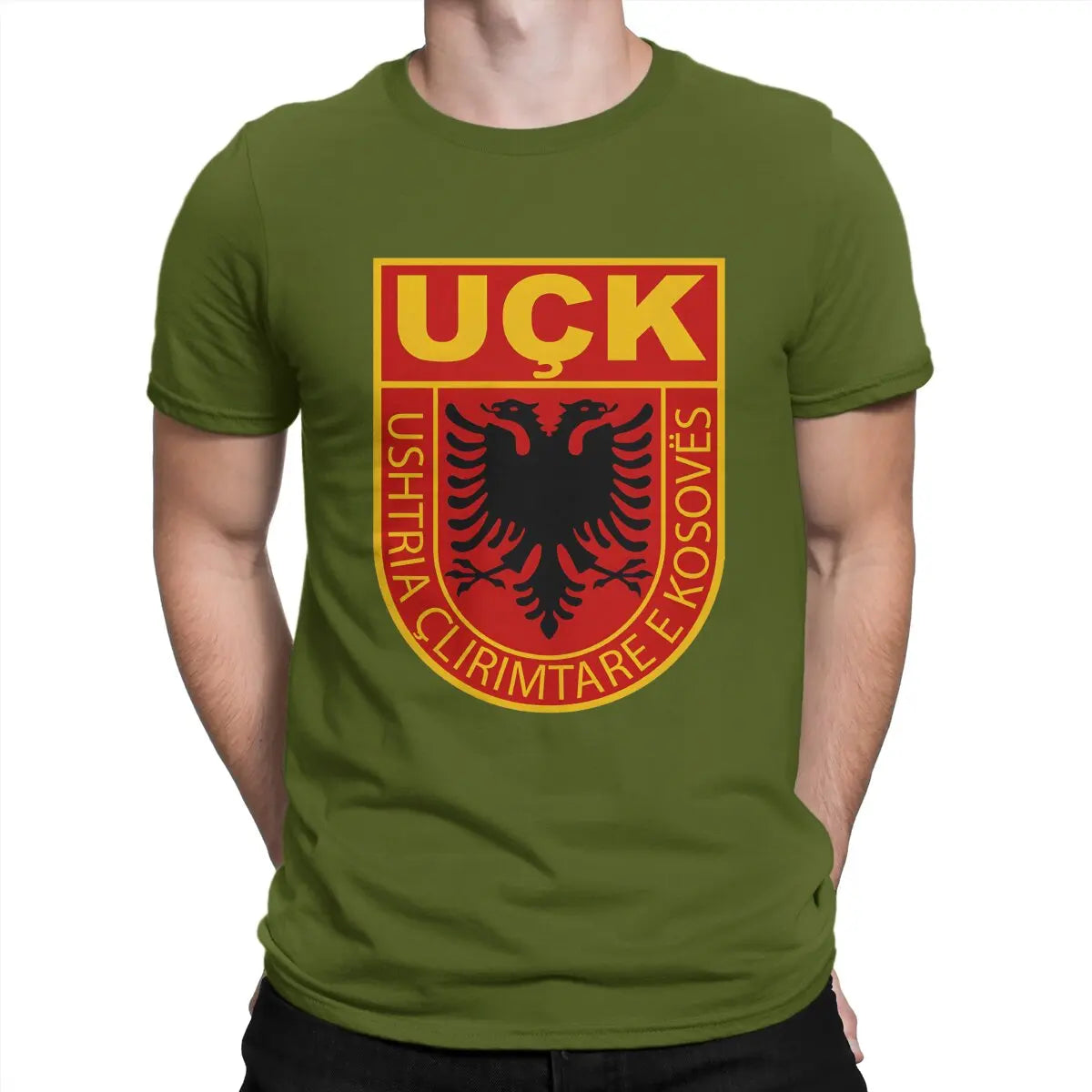 Uck T-Shirt for Men Albanian Eagle Humorous Pure Cotton Tee Shirt O Neck Short Sleeve T Shirts New Arrival Clothing