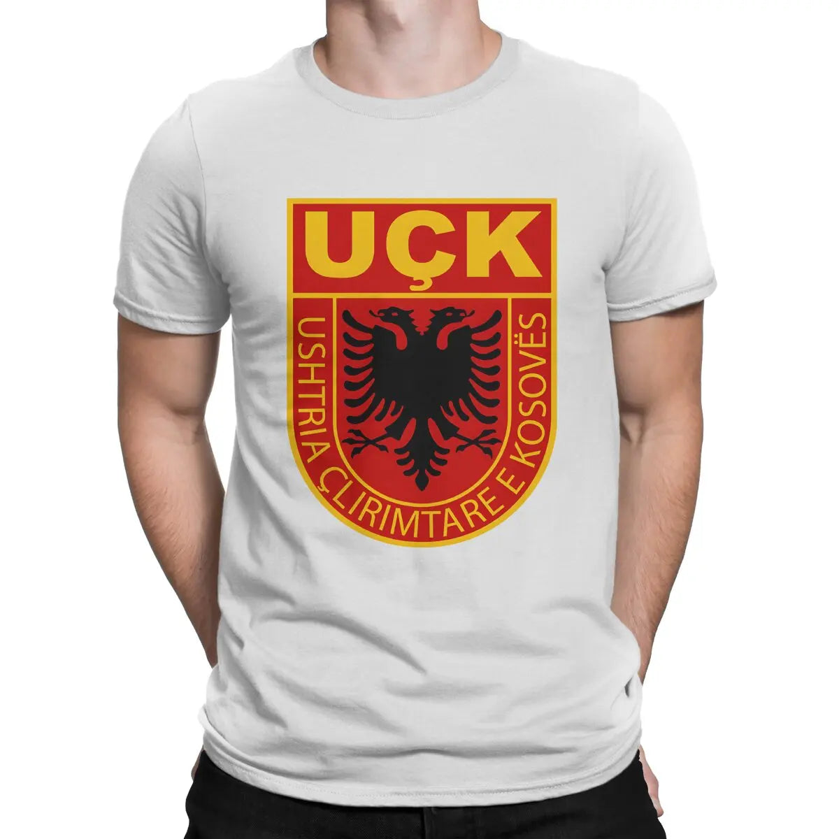 Uck T-Shirt for Men Albanian Eagle Humorous Pure Cotton Tee Shirt O Neck Short Sleeve T Shirts New Arrival Clothing