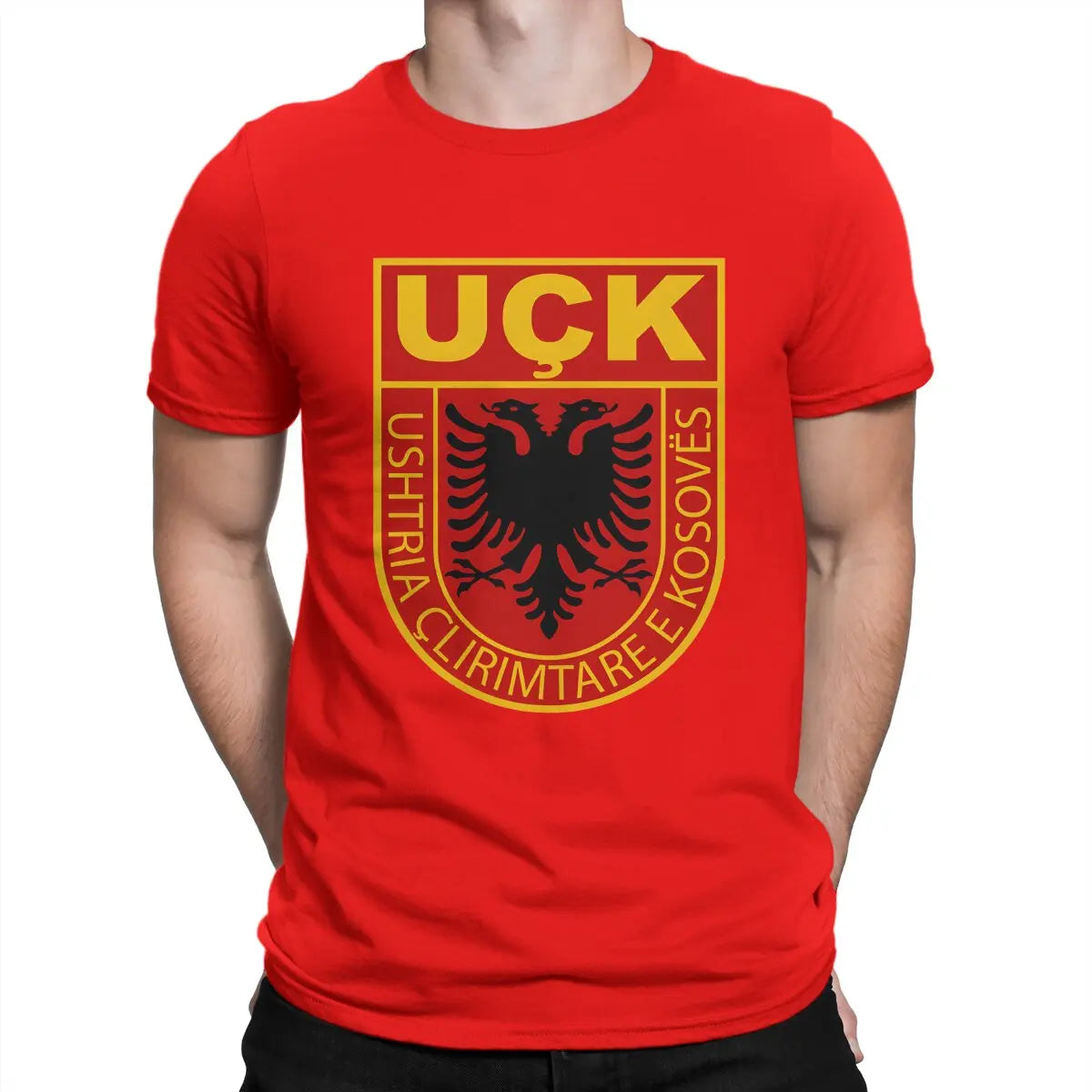Uck T-Shirt for Men Albanian Eagle Humorous Pure Cotton Tee Shirt O Neck Short Sleeve T Shirts New Arrival Clothing