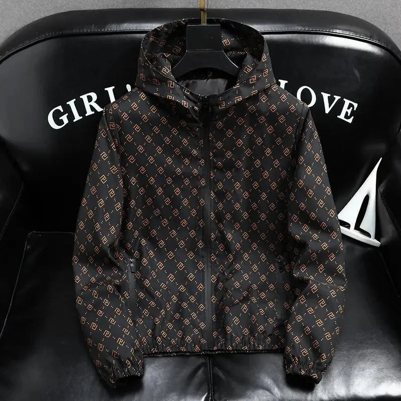 Trendy Loose-Fit Men's Jacket New Spring Autumn Style Versatile Simple Hooded Casual Jacket Fashionable Cross-Border Brand