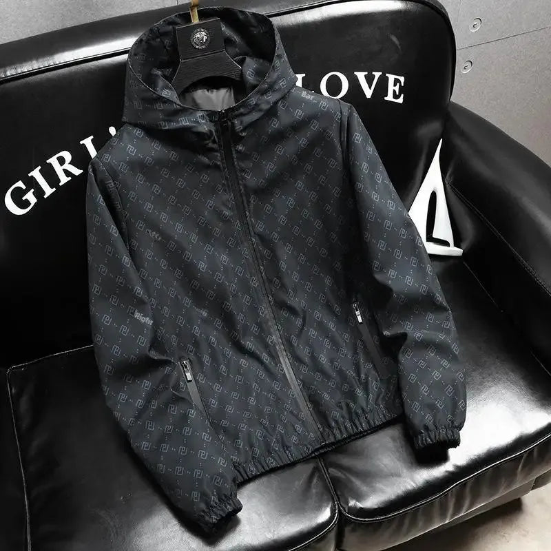 Trendy Loose-Fit Men's Jacket New Spring Autumn Style Versatile Simple Hooded Casual Jacket Fashionable Cross-Border Brand