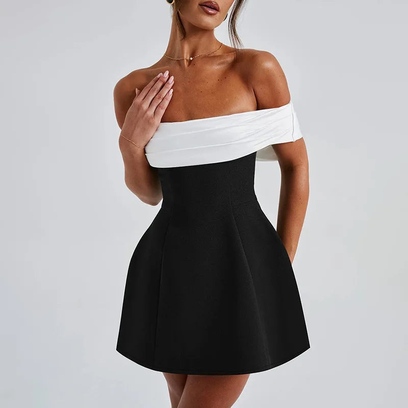 Avrilyaan Off Shoulder Backless Short Sexy A-line Dress Women Elegant Party Dress Slash Neck Bodycon Mini Summer Dress Vestidos