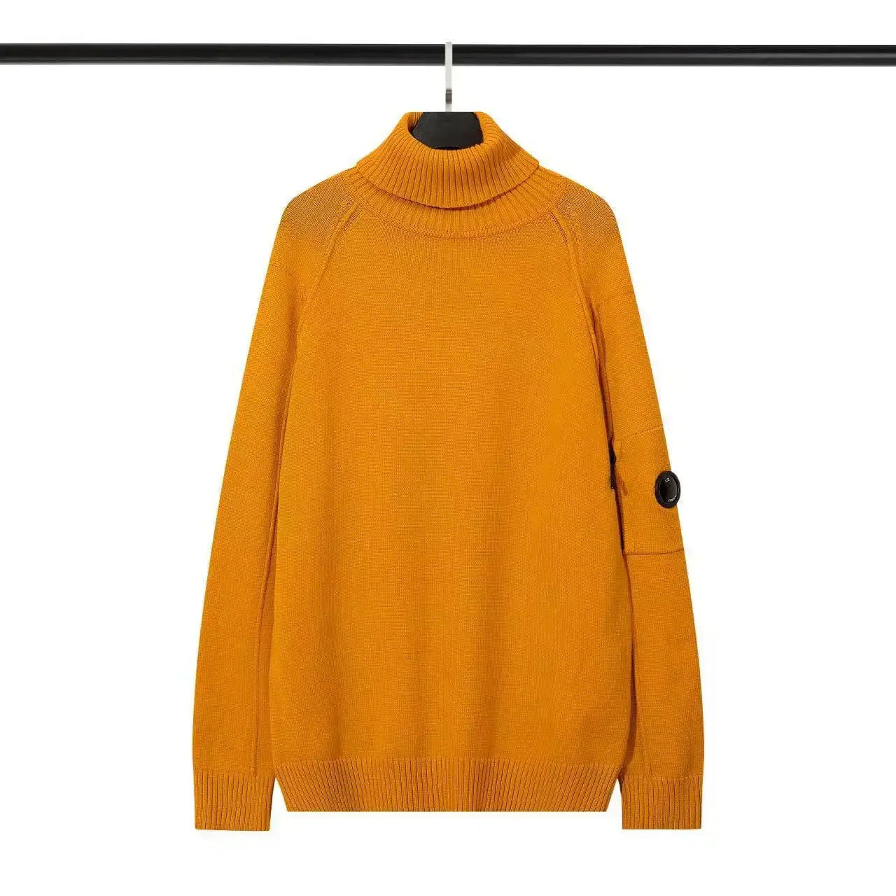 Versatile Casual Solid Color Knitted Top CP European and American Functional Lens Badge Sweater Autumn/Winter For Men and Women