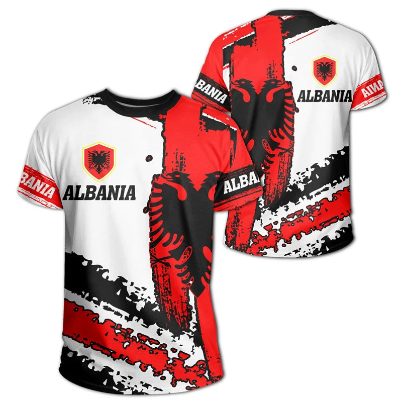 Albania Flag Graphic T Shirts Albanian National Emblem 3D Print T Shirt For Men Clothes Sport Contest Jersey Eagle Tee Boy Tops