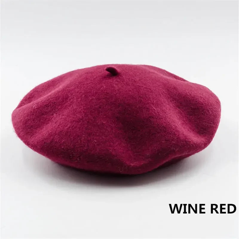 Vintage French Beret Cap for Women Autumn Winter Outdoor Berets Street Style Plain Cap Wool Warm Femme Girl's Beanie Hat Caps