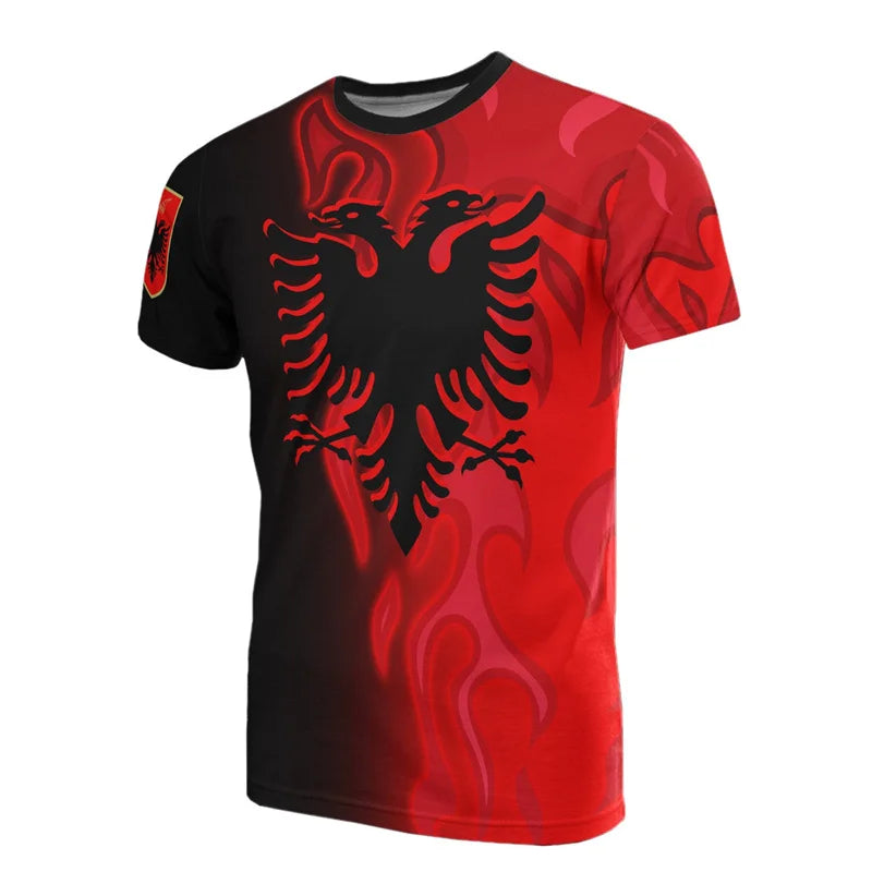 Albania Flag Graphic T Shirts Albanian National Emblem 3D Print T Shirt For Men Clothes Sport Contest Jersey Eagle Tee Boy Tops