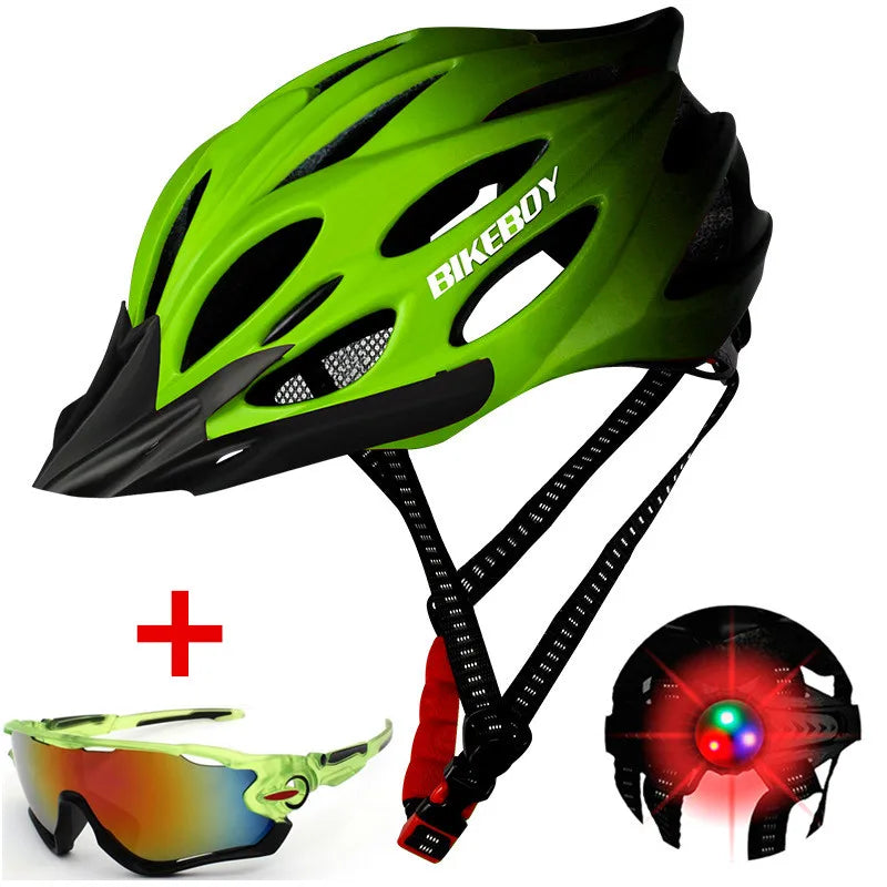 BIKEBOY Cycling Bicycle Helmet Ultralight Intergrally-molded Mountain Road Helmet Breathable Bike Safety Helmets with Taillight