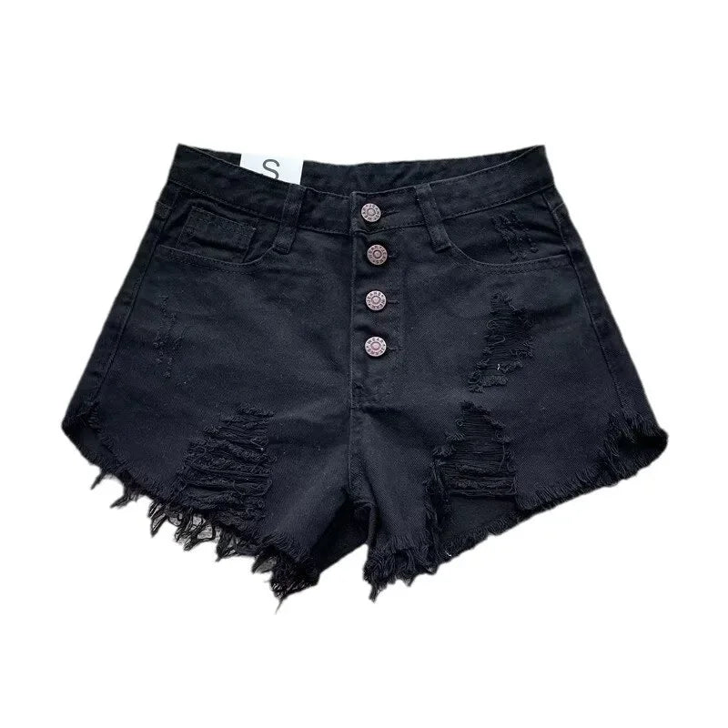 Vintage Fashion Casual Denim Shorts For Women High Waisted Slimming Wide Legs Trendy Ins 2024 Summer New Arrival