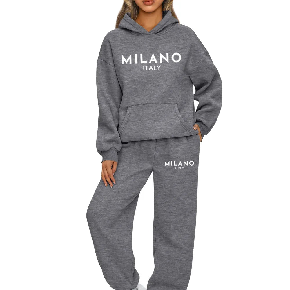 Woman Tracksuit Two Piece Set Winter Warm Hoodies+Pants Pullovers Sweatshirts Female Jogging Woman Clothing Sports Suit Outfits