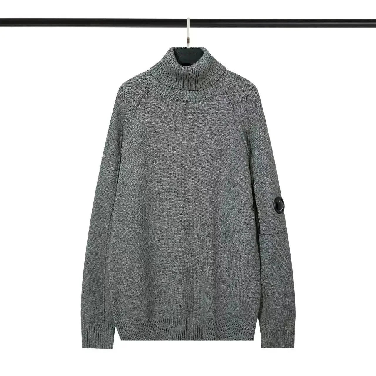 Versatile Casual Solid Color Knitted Top CP European and American Functional Lens Badge Sweater Autumn/Winter For Men and Women