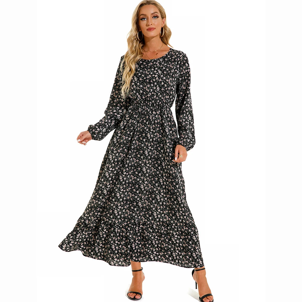 2023 Sping Summer Bohemian Women Maxi Dress Casual Long Sleeve High Waist Beach Woman Chiffon Dresses Floral Vestidoes Mujer New