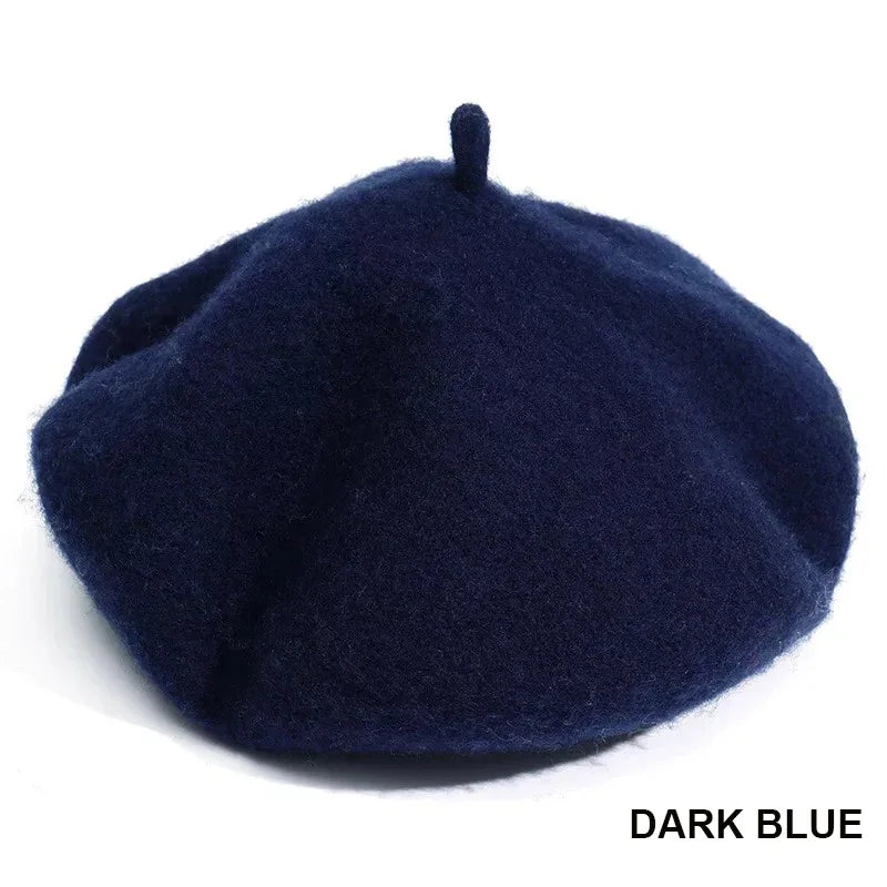Vintage French Beret Cap for Women Autumn Winter Outdoor Berets Street Style Plain Cap Wool Warm Femme Girl's Beanie Hat Caps