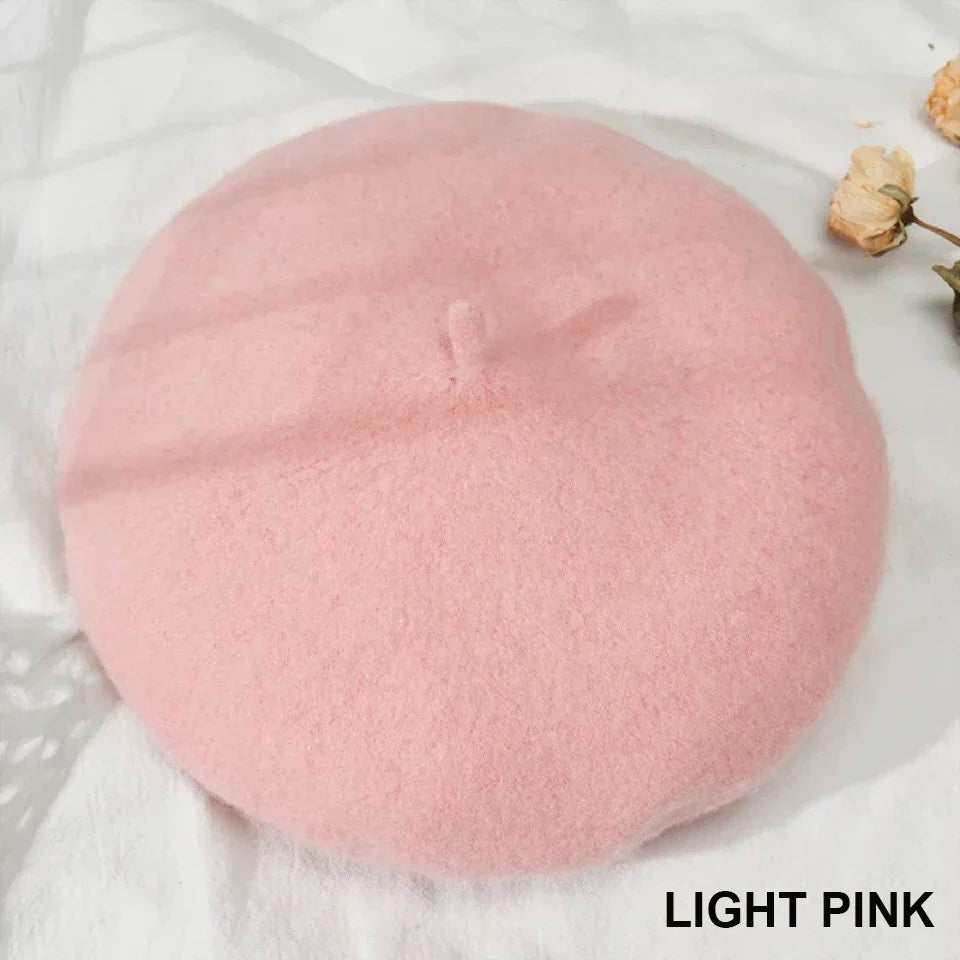 Vintage French Beret Cap for Women Autumn Winter Outdoor Berets Street Style Plain Cap Wool Warm Femme Girl's Beanie Hat Caps