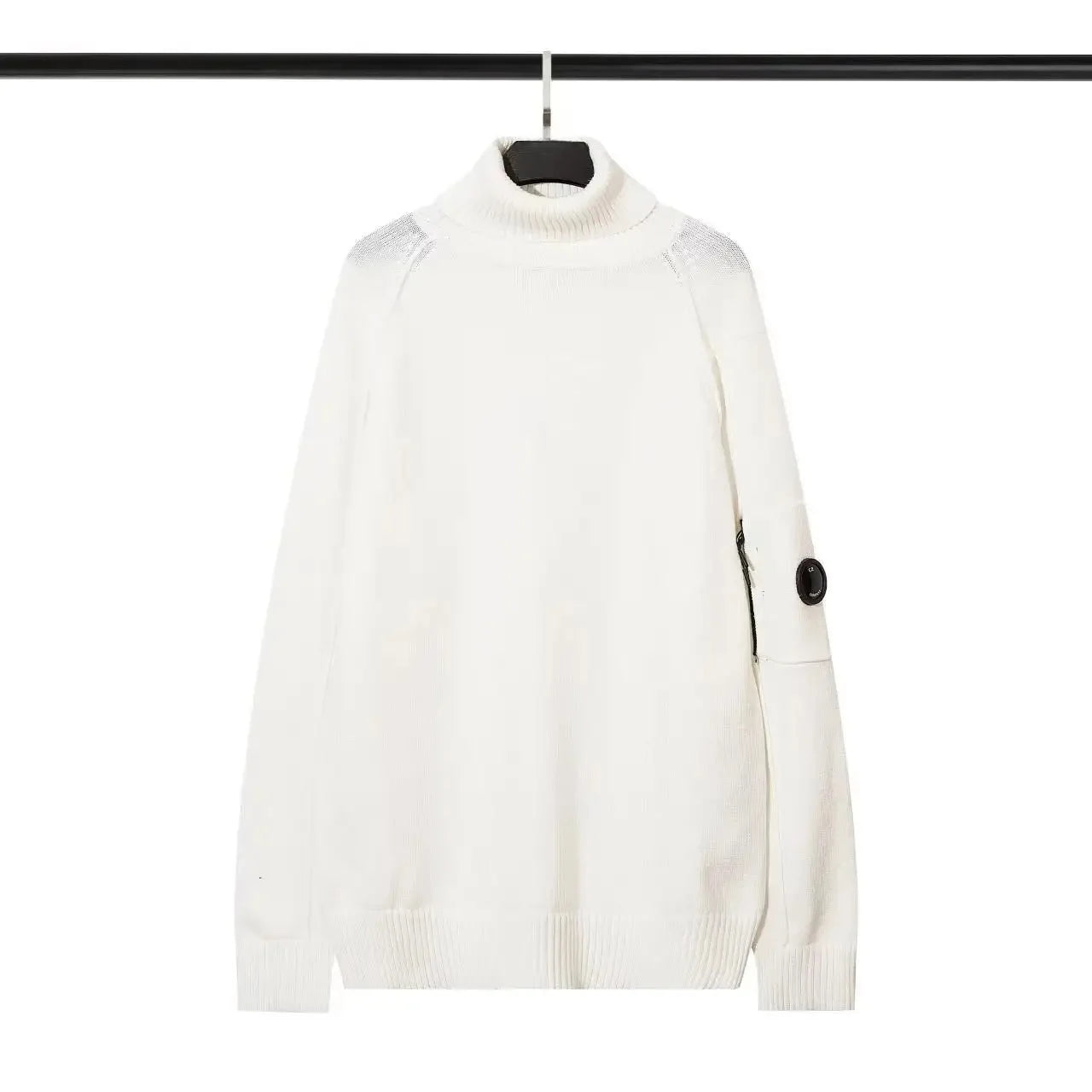 Versatile Casual Solid Color Knitted Top CP European and American Functional Lens Badge Sweater Autumn/Winter For Men and Women