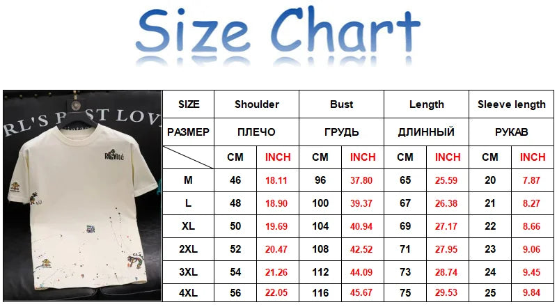 Y2K Men Techwear Splash-ink Embroidery Printed Short Sleeve Tshirt Summer New Fashion Mens Luxury Cotton Short Sleeve T Shirts