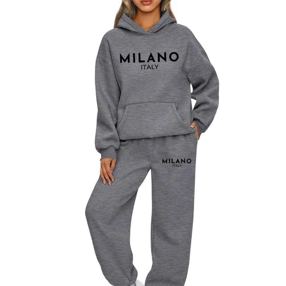 Woman Tracksuit Two Piece Set Winter Warm Hoodies+Pants Pullovers Sweatshirts Female Jogging Woman Clothing Sports Suit Outfits