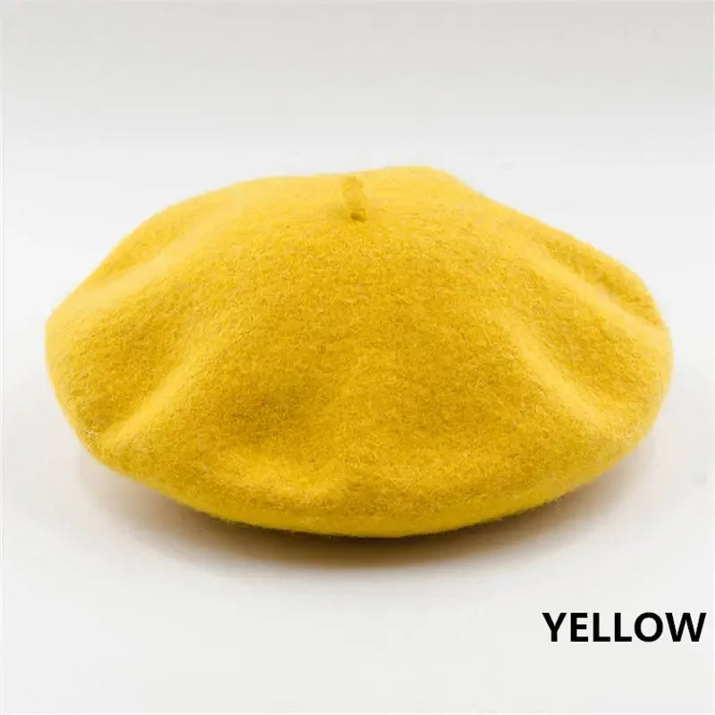 Vintage French Beret Cap for Women Autumn Winter Outdoor Berets Street Style Plain Cap Wool Warm Femme Girl's Beanie Hat Caps