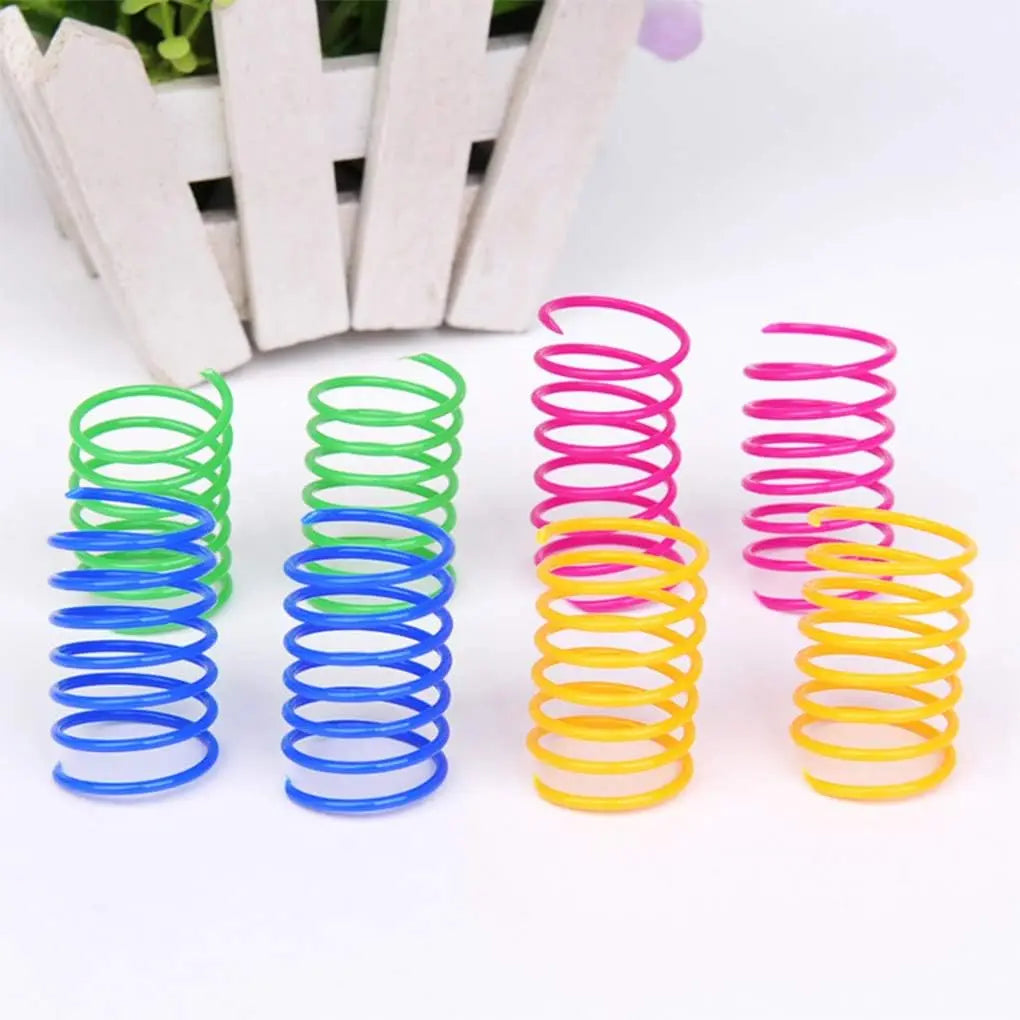 4/200Pcs Cat Spring Toy, Cat Spiral Toys Interactive for Indoor Colorful Cats Plastic Springs Coil for Kitten Hunting Swatting