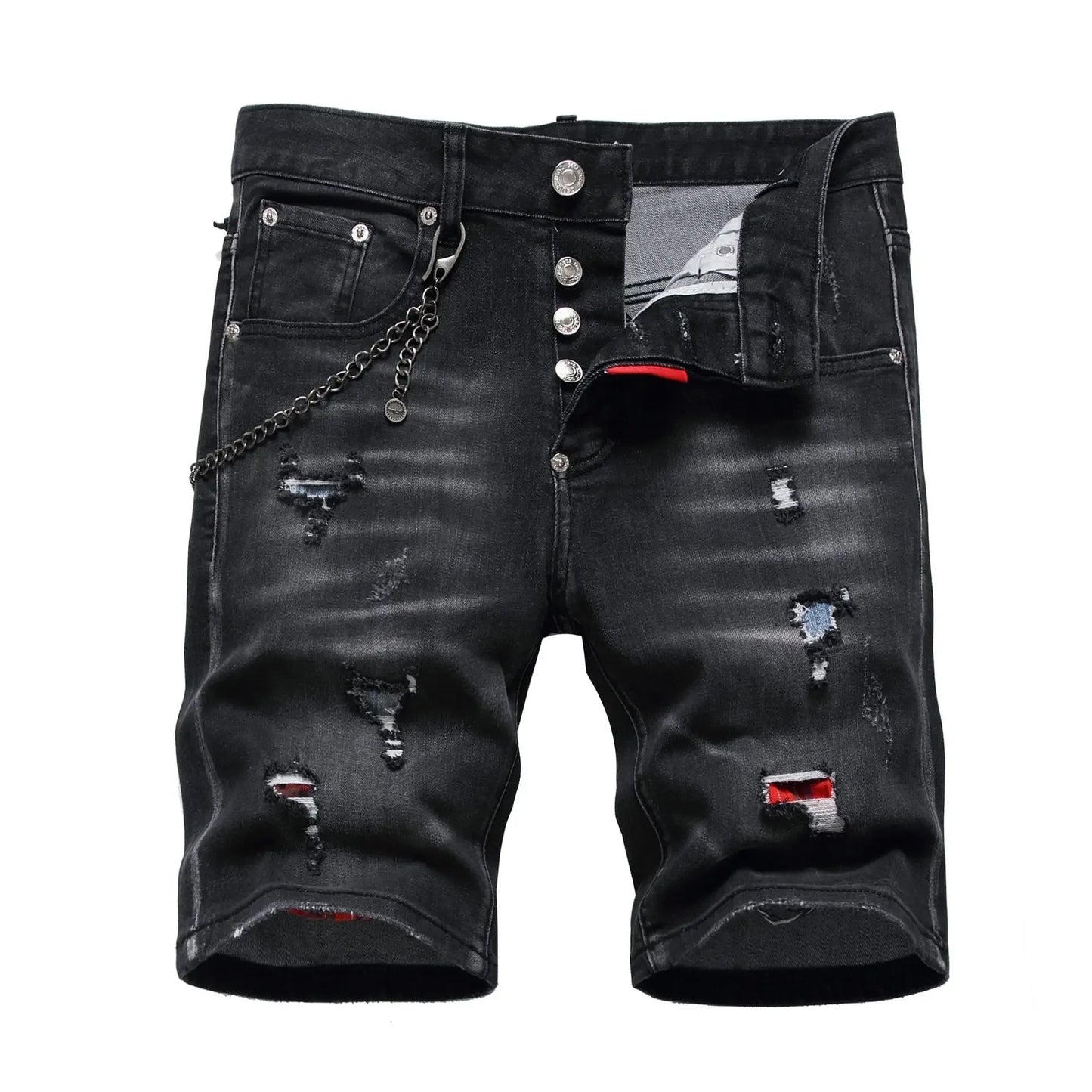 100  chareiharper Men's ripped jeans Luxury brand Men's Street Slim jeans Classic denim shorts Men's black jeans