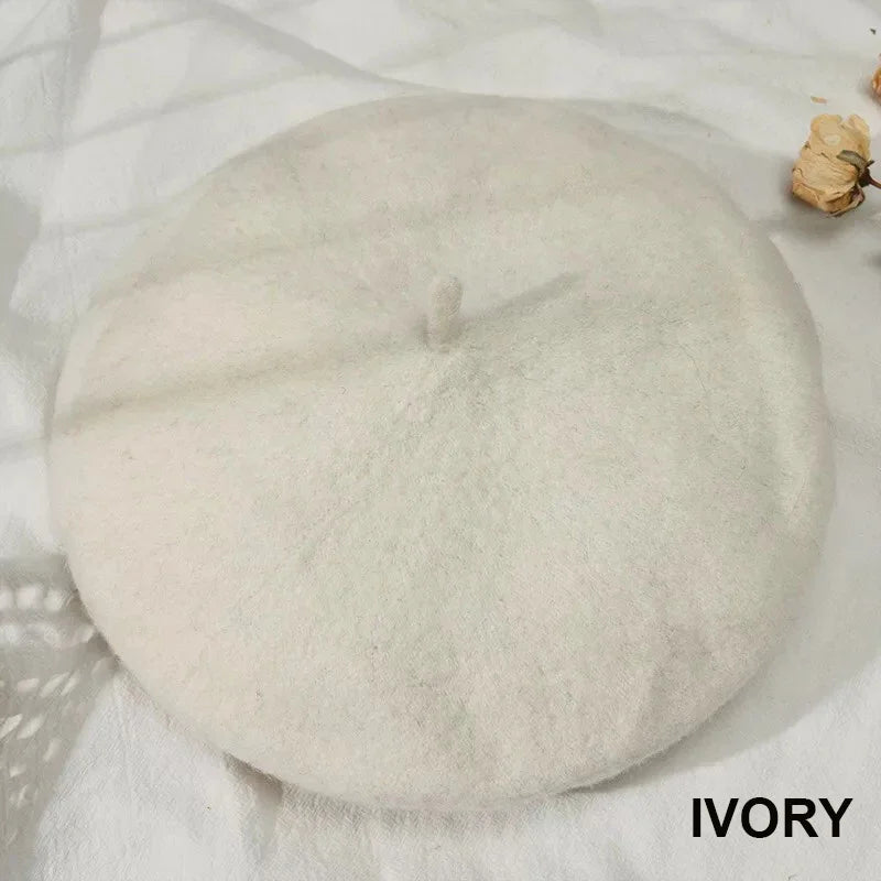 Vintage French Beret Cap for Women Autumn Winter Outdoor Berets Street Style Plain Cap Wool Warm Femme Girl's Beanie Hat Caps