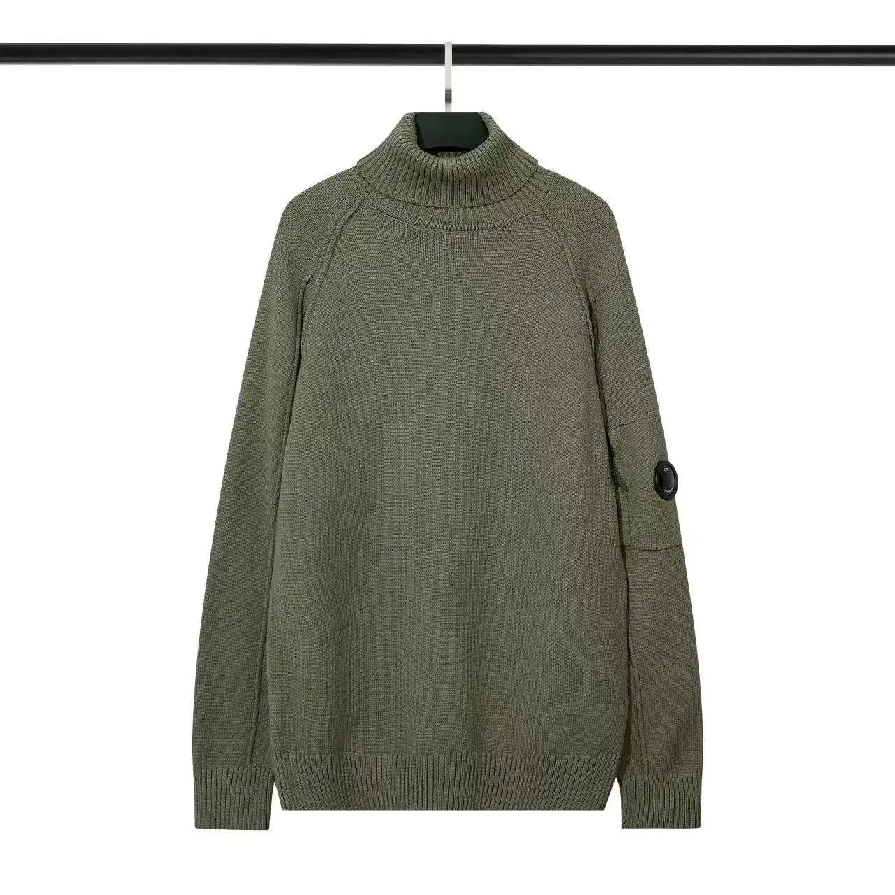 Versatile Casual Solid Color Knitted Top CP European and American Functional Lens Badge Sweater Autumn/Winter For Men and Women