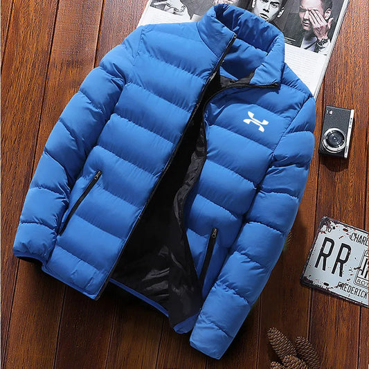 Hot selling New Men's Stand Collar Winter Coat Cotton Thickened Warm Parker Solid Color Fashion Street Style XS-4XL