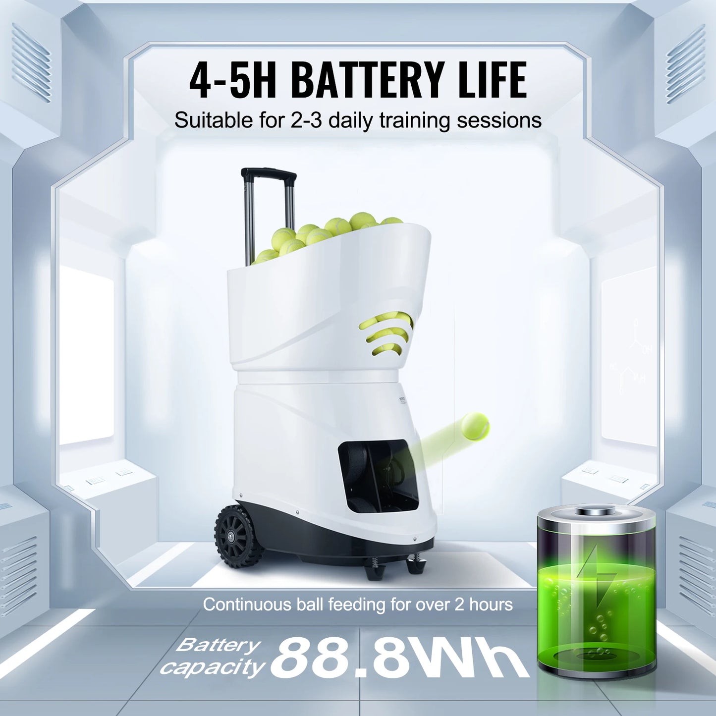 VEVOR Tennis Ball Machine Automatic Portable Tennis Ball Launcher 150Thrower 5Motors Multi-Mode 2+ Hours Play App Remote Control