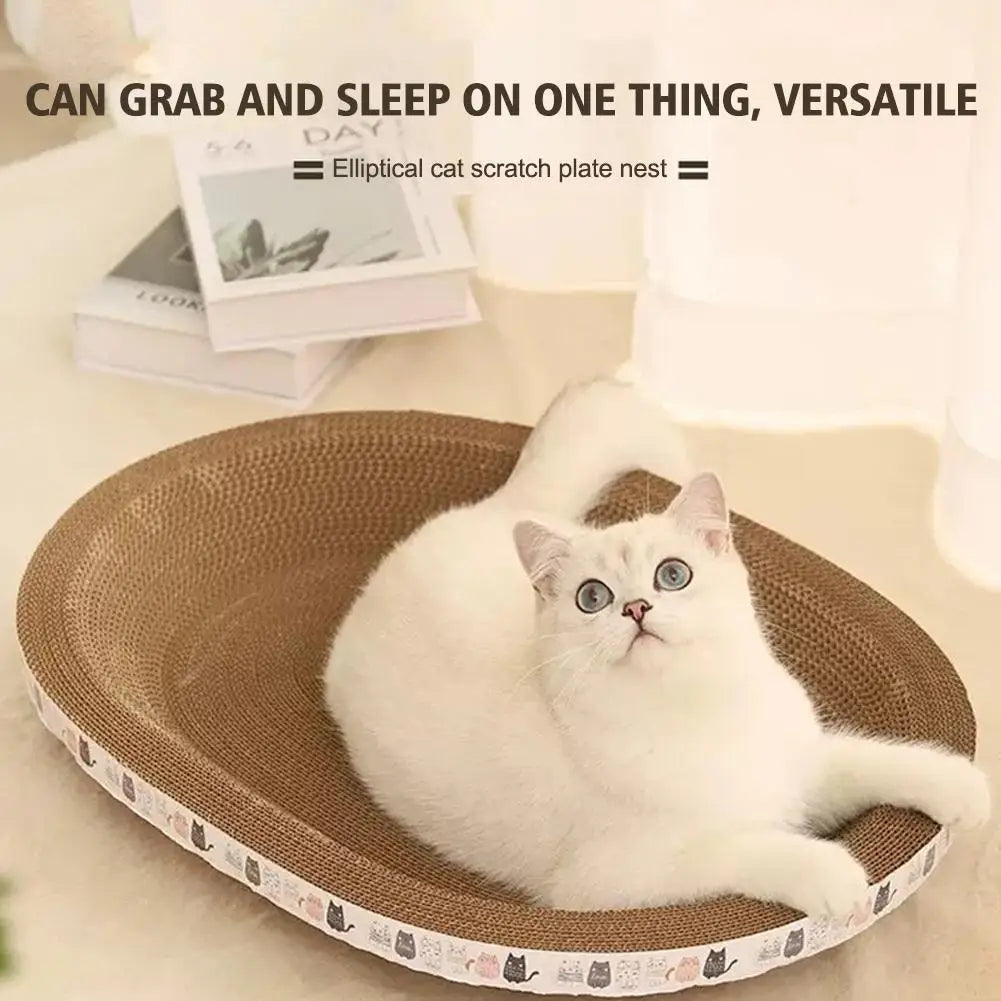 Cat Scratcher Cardboard Round Oval Cat Scratch Pad Bowl Nest for Indoor Cats Grinding Claw Round Cat Scratching Board