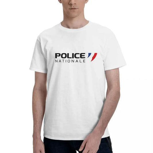 French National Police Men T-Shirt Fashion Plus Size T Shirts Men's O-Neck Cotton Tees Short Summer Male