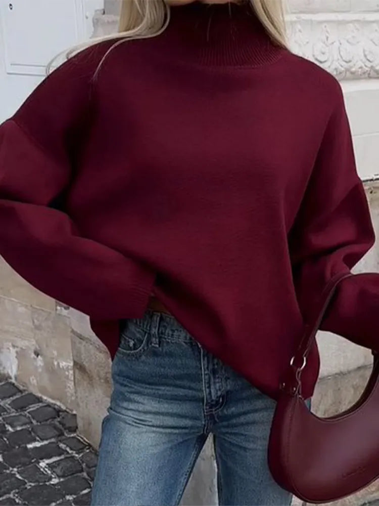 Casual Long Sleeved Round Neck Women's Sweater Versatile Knitted Solid Color Pullover Commuting Office Streetwear For Autumn