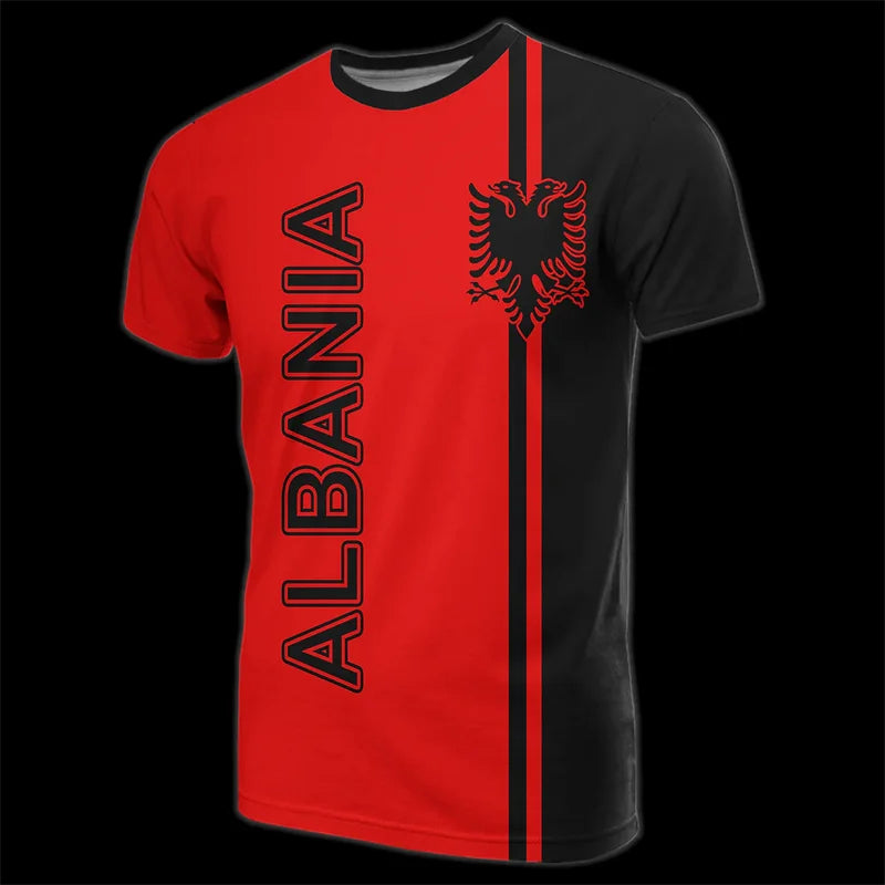 Albania Flag Graphic T Shirts Albanian National Emblem 3D Print T Shirt For Men Clothes Sport Contest Jersey Eagle Tee Boy Tops