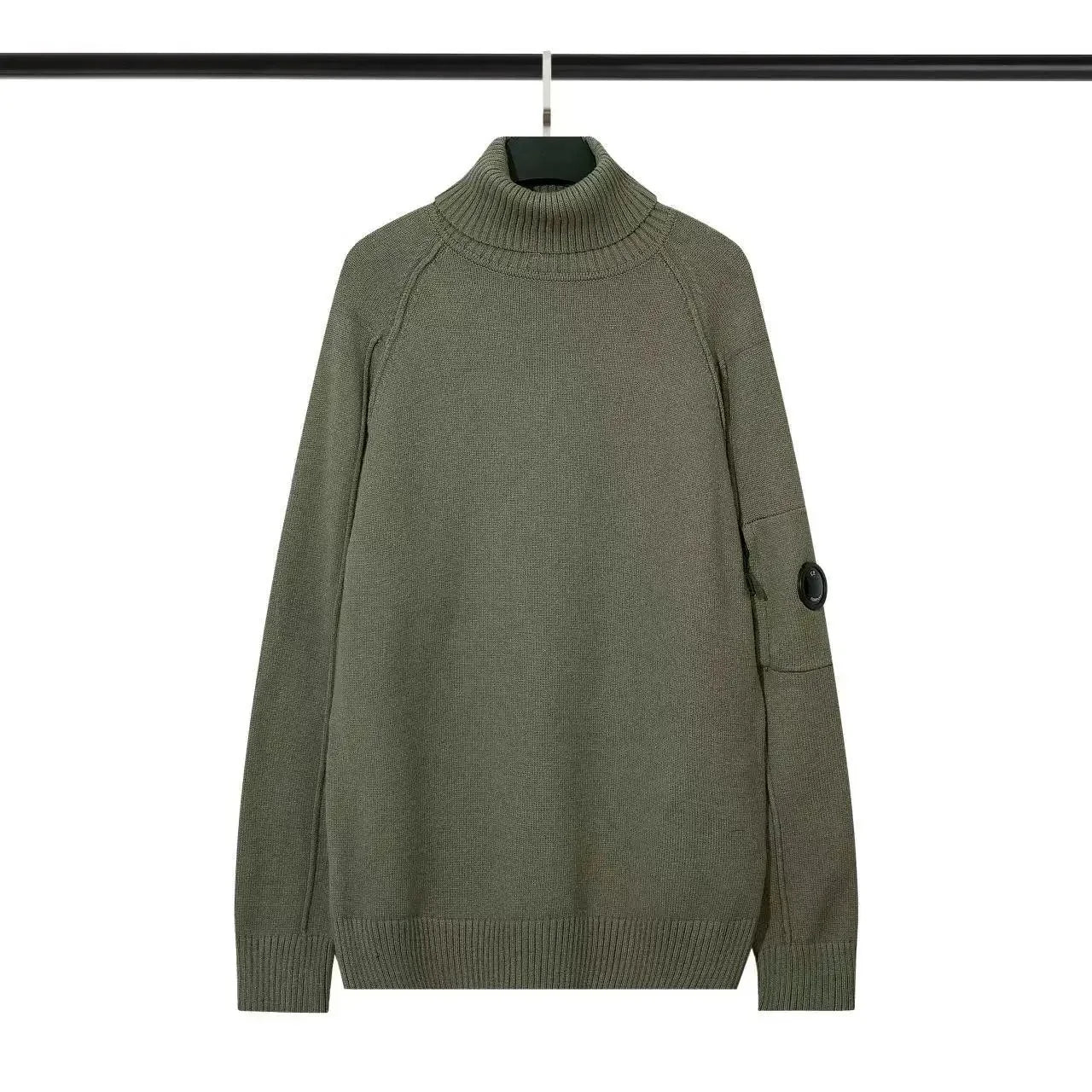 Versatile Casual Solid Color Knitted Top CP European and American Functional Lens Badge Sweater Autumn/Winter For Men and Women