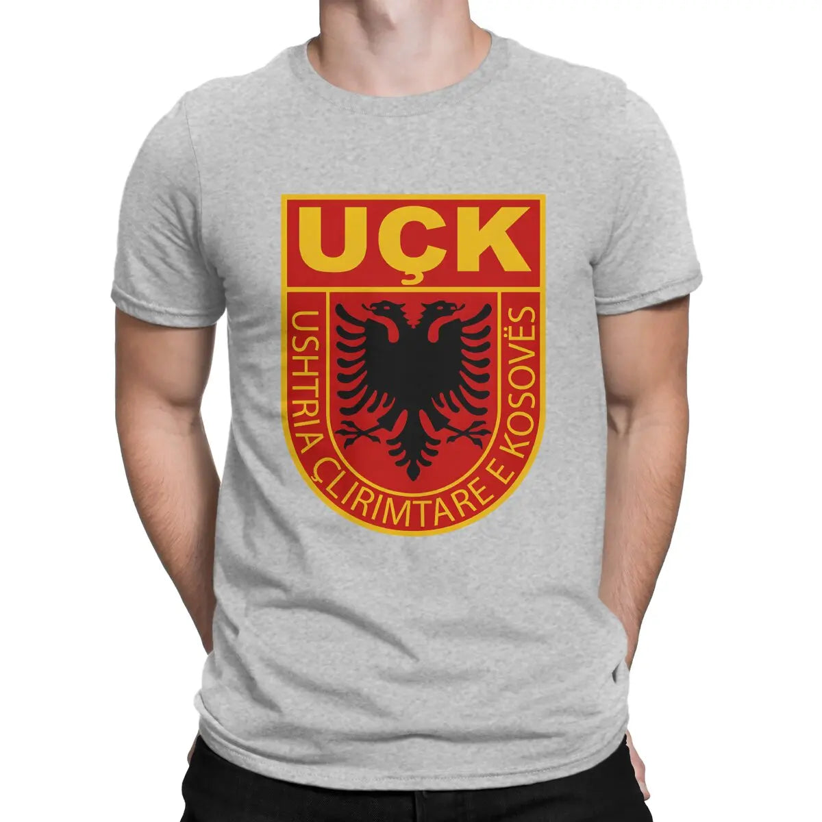 Uck T-Shirt for Men Albanian Eagle Humorous Pure Cotton Tee Shirt O Neck Short Sleeve T Shirts New Arrival Clothing