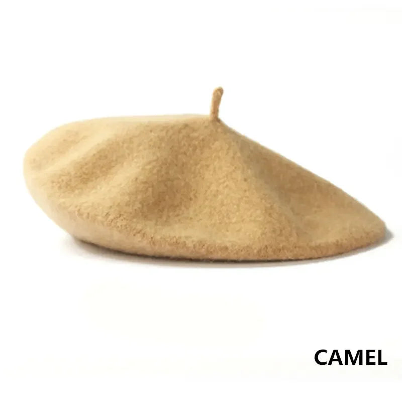 Vintage French Beret Cap for Women Autumn Winter Outdoor Berets Street Style Plain Cap Wool Warm Femme Girl's Beanie Hat Caps