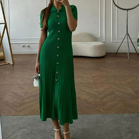 YuooMuoo Summer Maxi Dress Women Knit Black Green Long Bodycon Korean Fashion Ruffle Ladies Dresses Elegant Office Women Dress