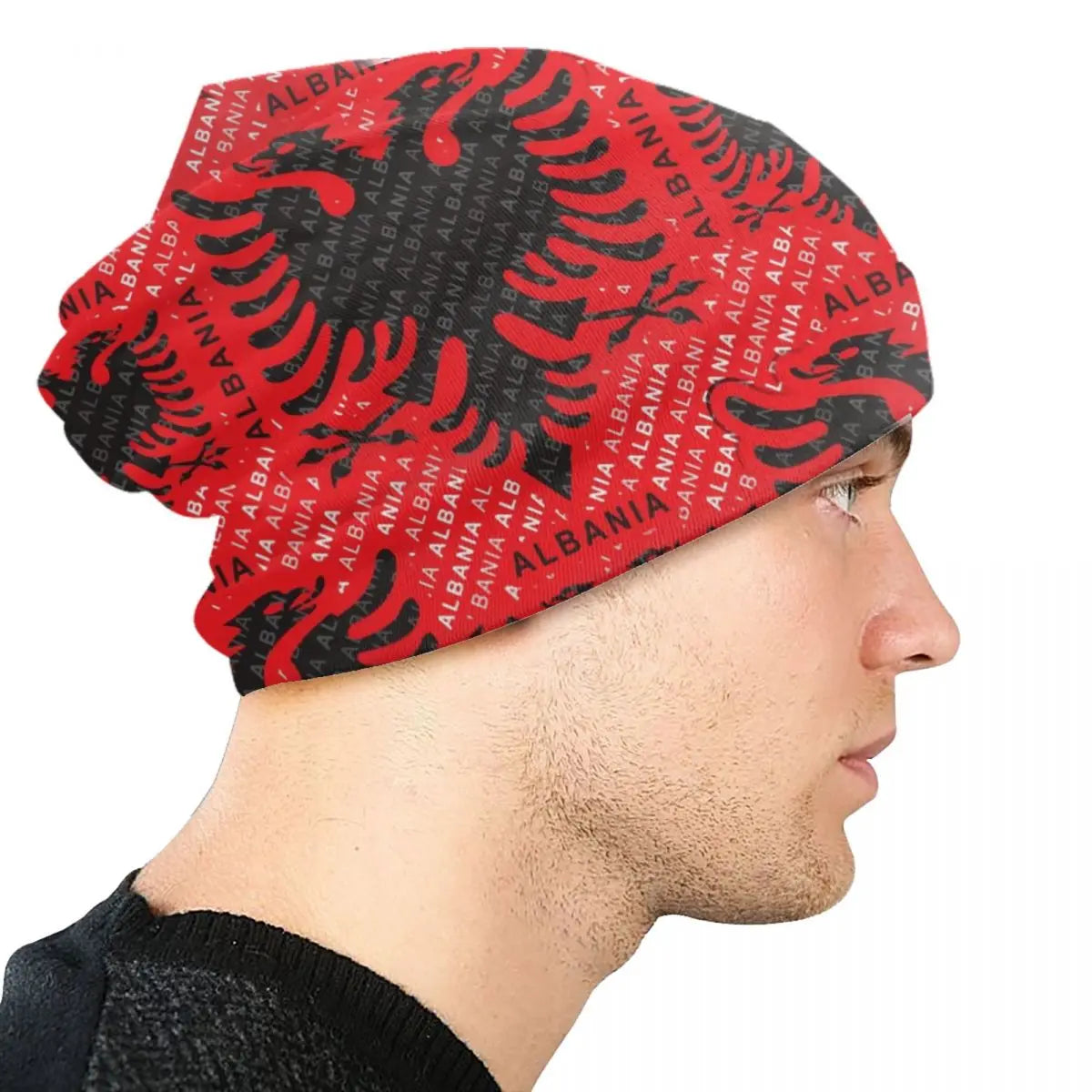 Albanian Flag Pattern Beanie Cap Unisex Winter Warm Bonnet Knitted Hats Fashion Albania Patriotic Skullies Beanies Hats For