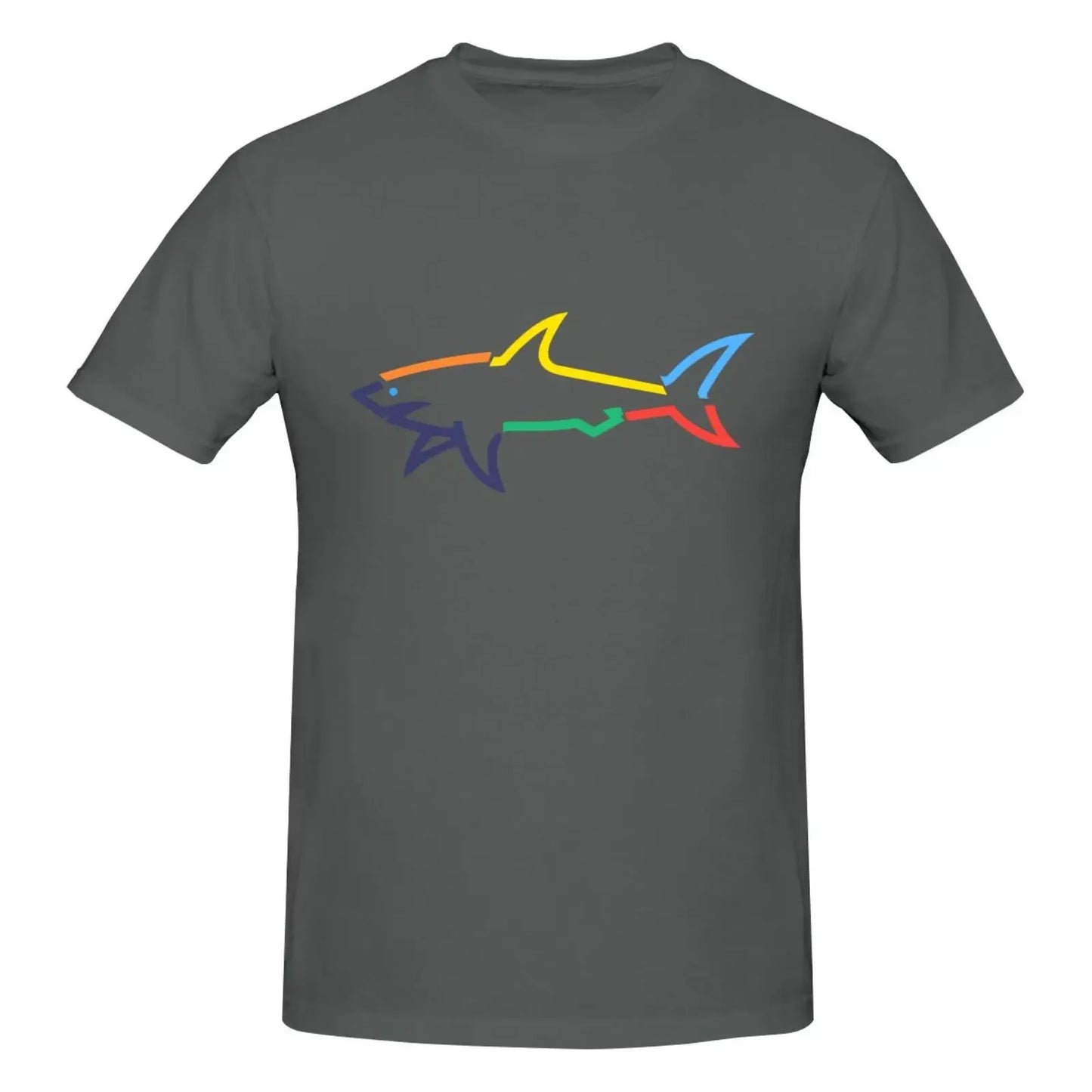 2024 New Color Shark Paul T-shirt Men's and Women's Basic Cotton T-shirt, Summer Round Neck Casual Men's T-shirt