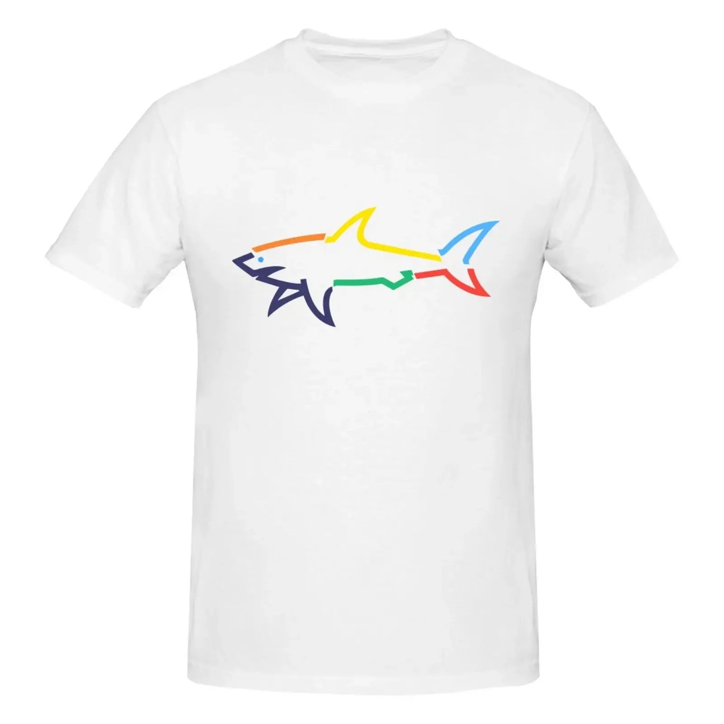 2024 New Color Shark Paul T-shirt Men's and Women's Basic Cotton T-shirt, Summer Round Neck Casual Men's T-shirt